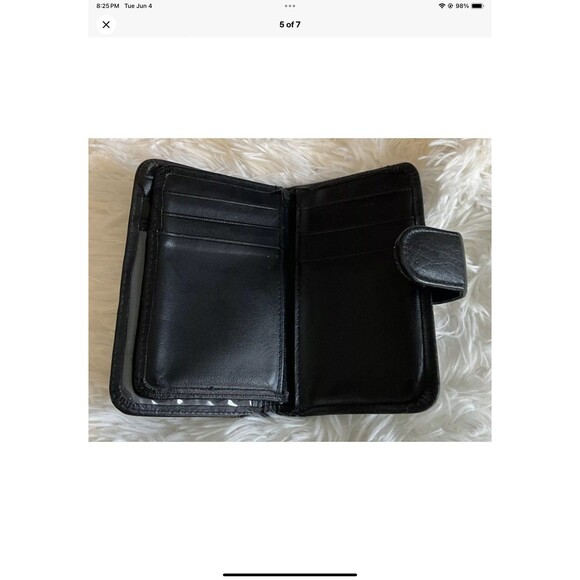 Vintage Buxton Black Top Grain Cowhide Leather Wallet Credit Card Slots Embossed - Picture 5 of 7